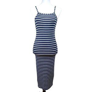Windsor Womens Spaghetti Strap Black/White Striped Long Dress Size Small